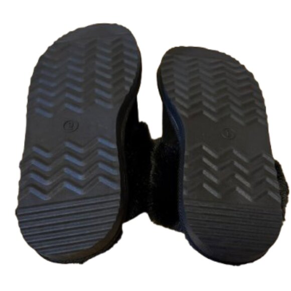 Women's Faux Fur & Faux Suede Black Clog/Slip On Slippers - 9 - Picture 2 of 5
